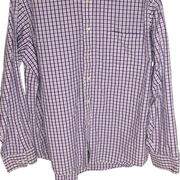 Chaps Shirt Mens 17.5 36/37 Classic Fit Plaid Wrinkle Free Button Up Dress Shirt - Picture 12 of 14